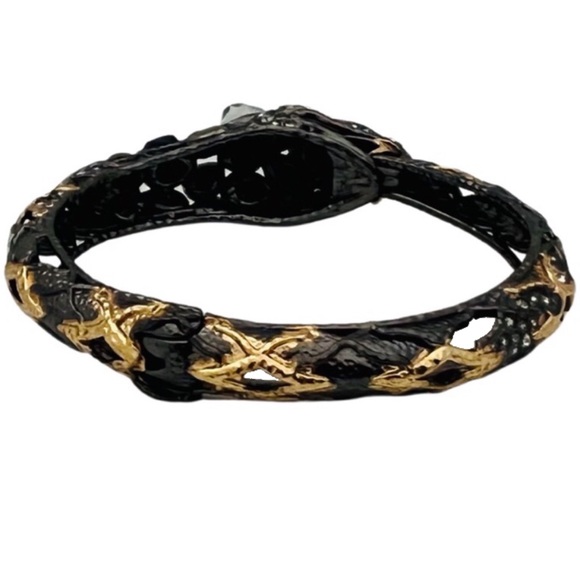 ALEXIS BITTAR • Jardin De Papillon Ruthenium Gold Snake Bracelet - Picture 13 of 16